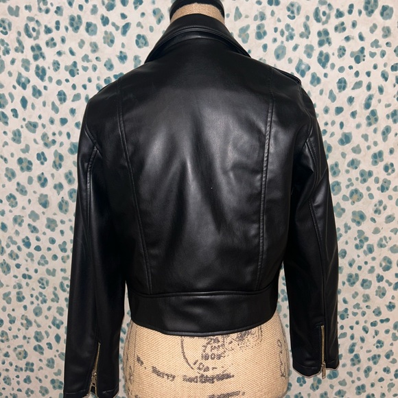 Zara Faux leather biker Jacket in black - Picture 3 of 5